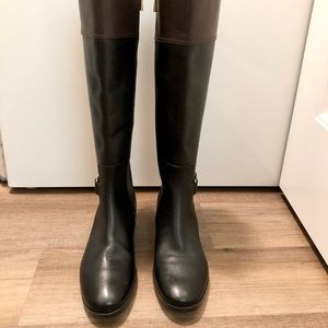 Michael Kors black and brown leather boots.